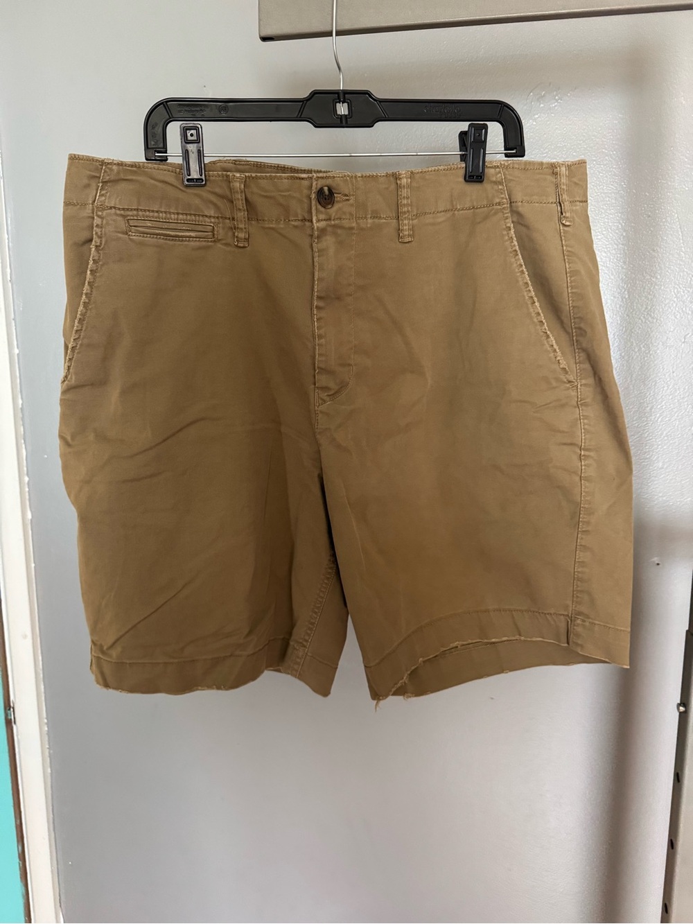 American Eagle Outfitters Men's Flat Front Chino Shorts in Dark Khaki